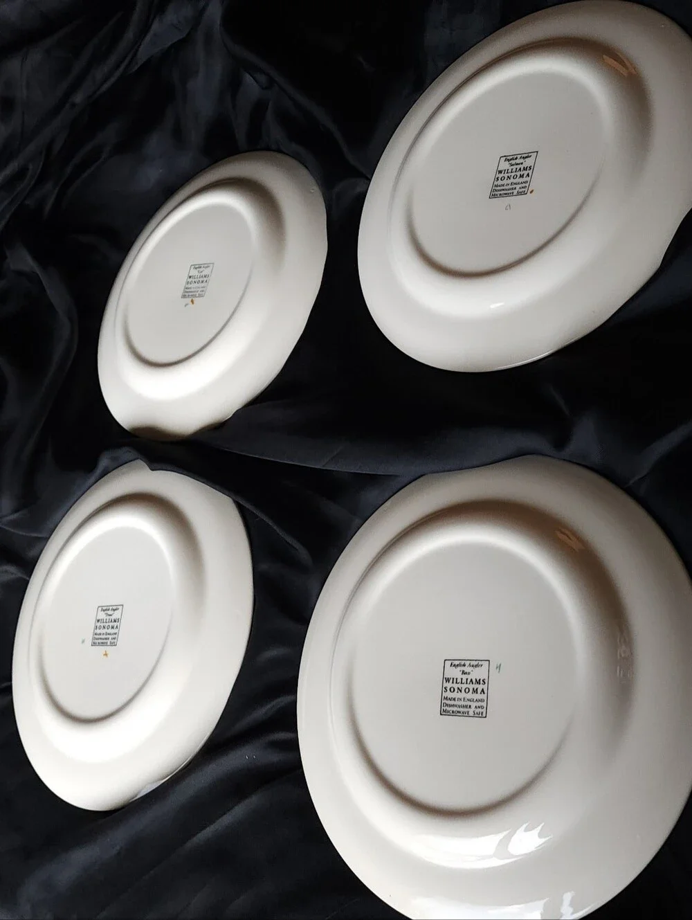Williams Sonoma English Angler Fish Salad Plates Set of 4 Bass Cod Salmon Trout